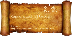 Kapronczai Vitolda névjegykártya
