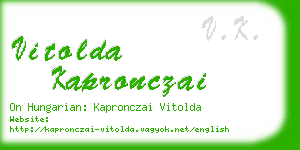 vitolda kapronczai business card